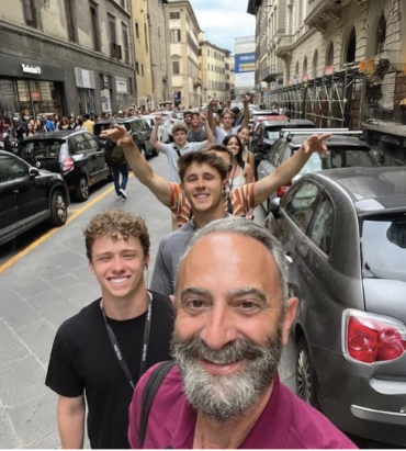 Students strolling through the Roman city in Florence, Italy.
